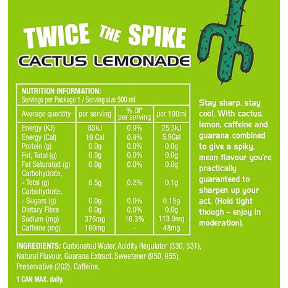 Cactus Lemonade Guarana Energy Drink 500ml (BB 19/04/2024)