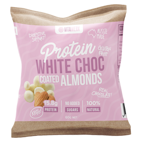 White Choc Coated Almonds 60g