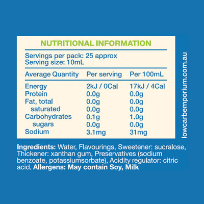 White Chocolate Flavoured Zero Sugar Coffee Syrup - 250mL