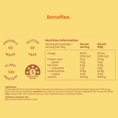 Nothing Naughty Plant Protein Bar - Banoffee