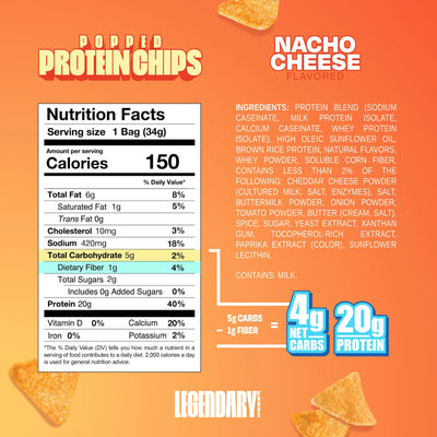 Nacho Cheese | Popped Protein Chips- 1x packet