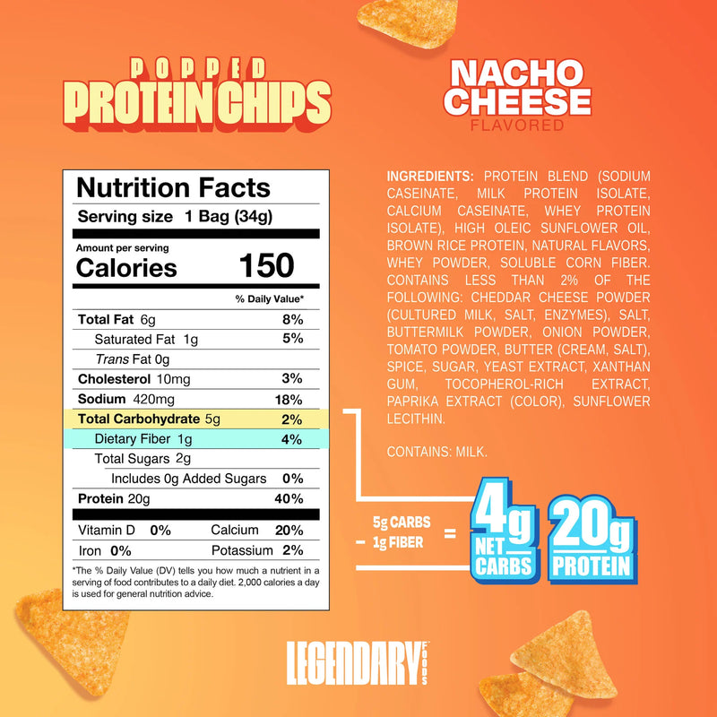 Nacho Cheese | Popped Protein Chips- 1x packet