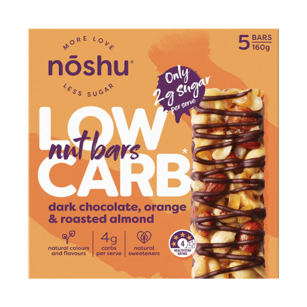 Low Carb Nut Bars Dark Chocolate, Orange & Roasted Almond 5 Pack