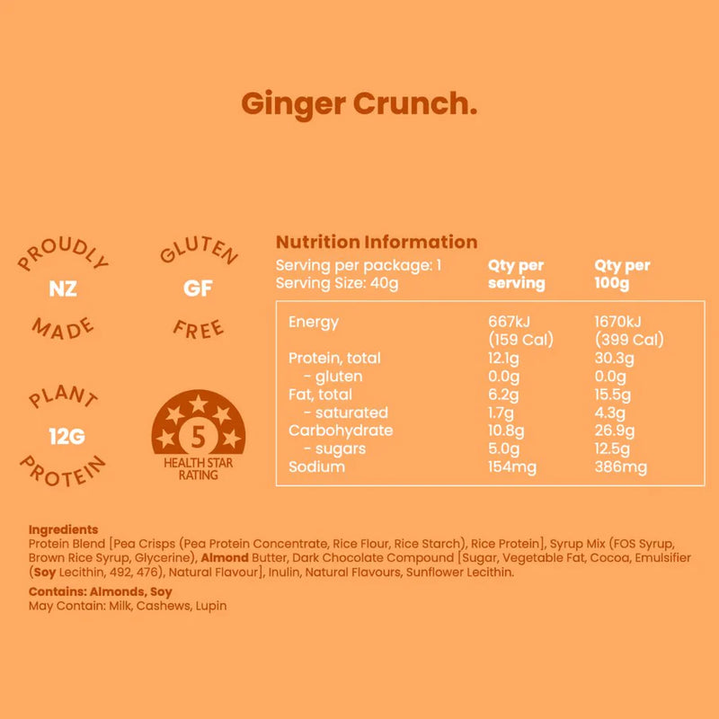 Nothing Naughty Plant Protein Bar - Ginger Crunch