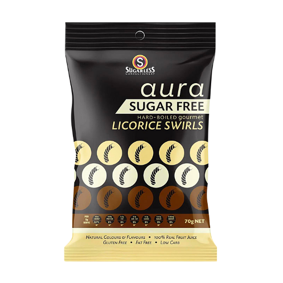 Aura Hard Boiled Licorice Swirls 70g -  Buy in Bulk and SAVE!