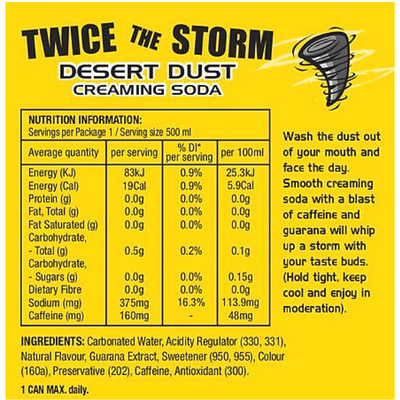 Desert Dust Creaming Soda Guarana Energy Drink 500ml
