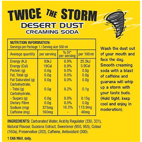 Desert Dust Creaming Soda Guarana Energy Drink 500ml