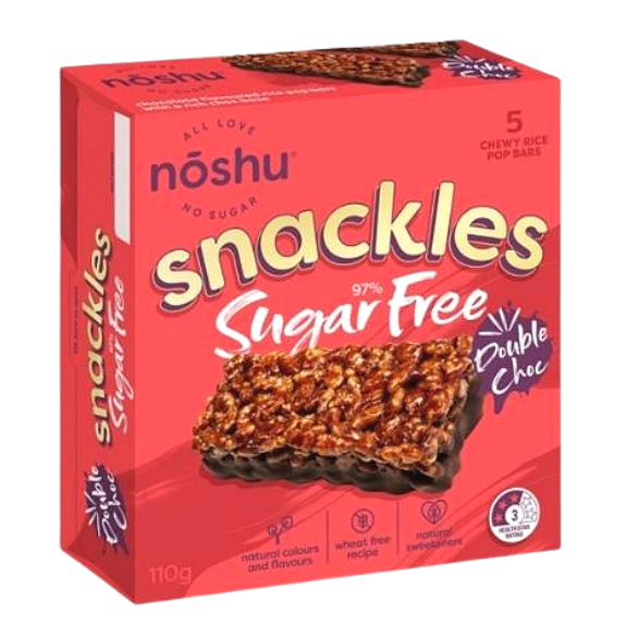 Snackles Chewy Rice Pop Bars - Double Choc - 5 Bar Box