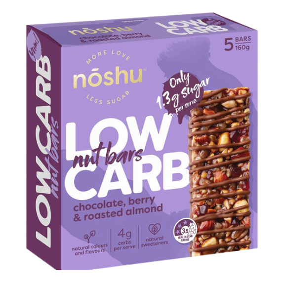 Low Carb Nut Bars Chocolate, Berry & Roasted Almond 5 Pack